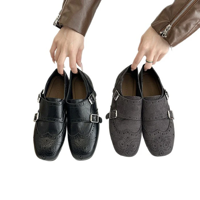 Damen Elegante Schnürschuhe mit doppeltem Riemen und feinem Brogue-Muster Heidi Mode - Image 5