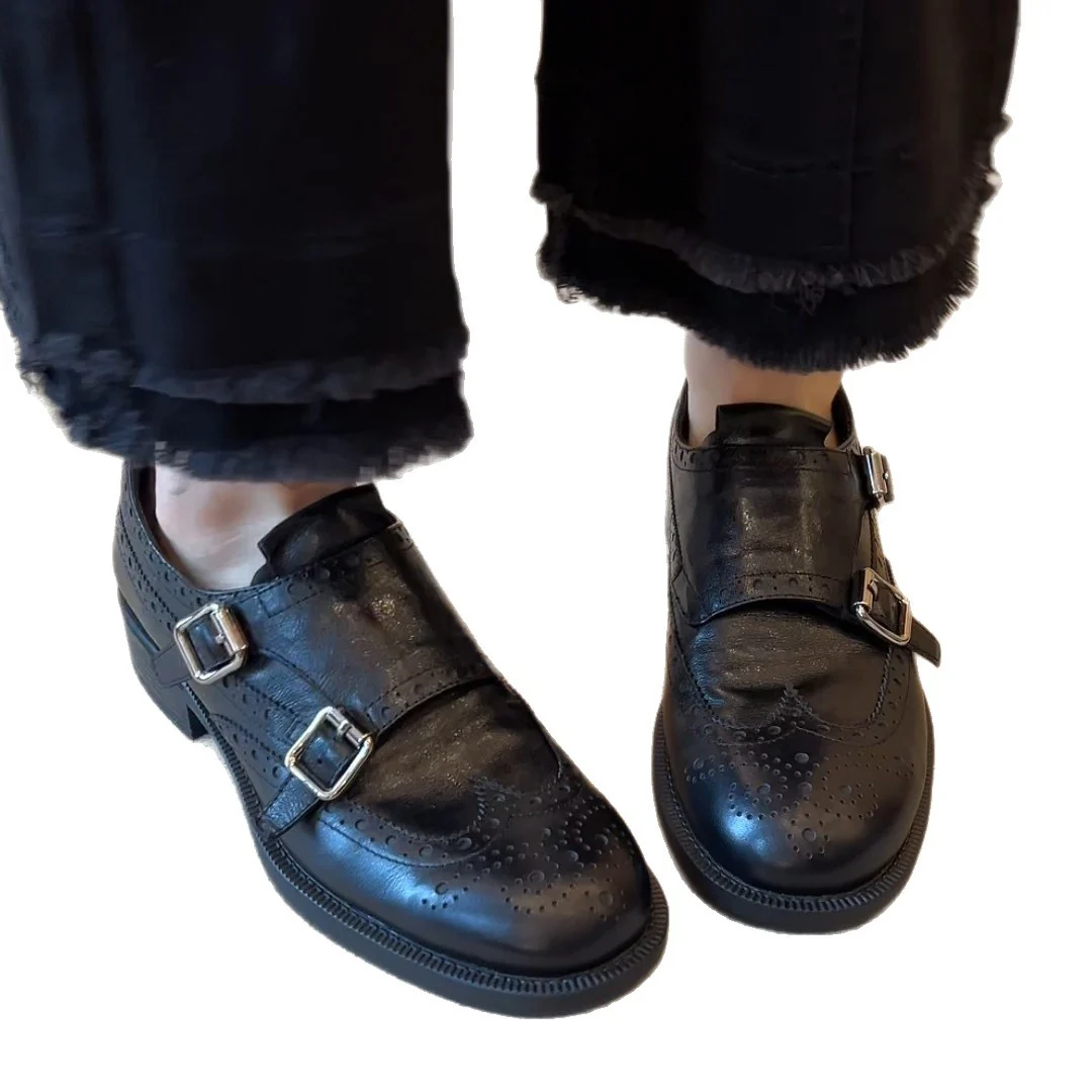 Damen elegante Schnürschuhe mit doppeltem Riemen und feiner Brogue-Prägung Heidi Mode - Image 5