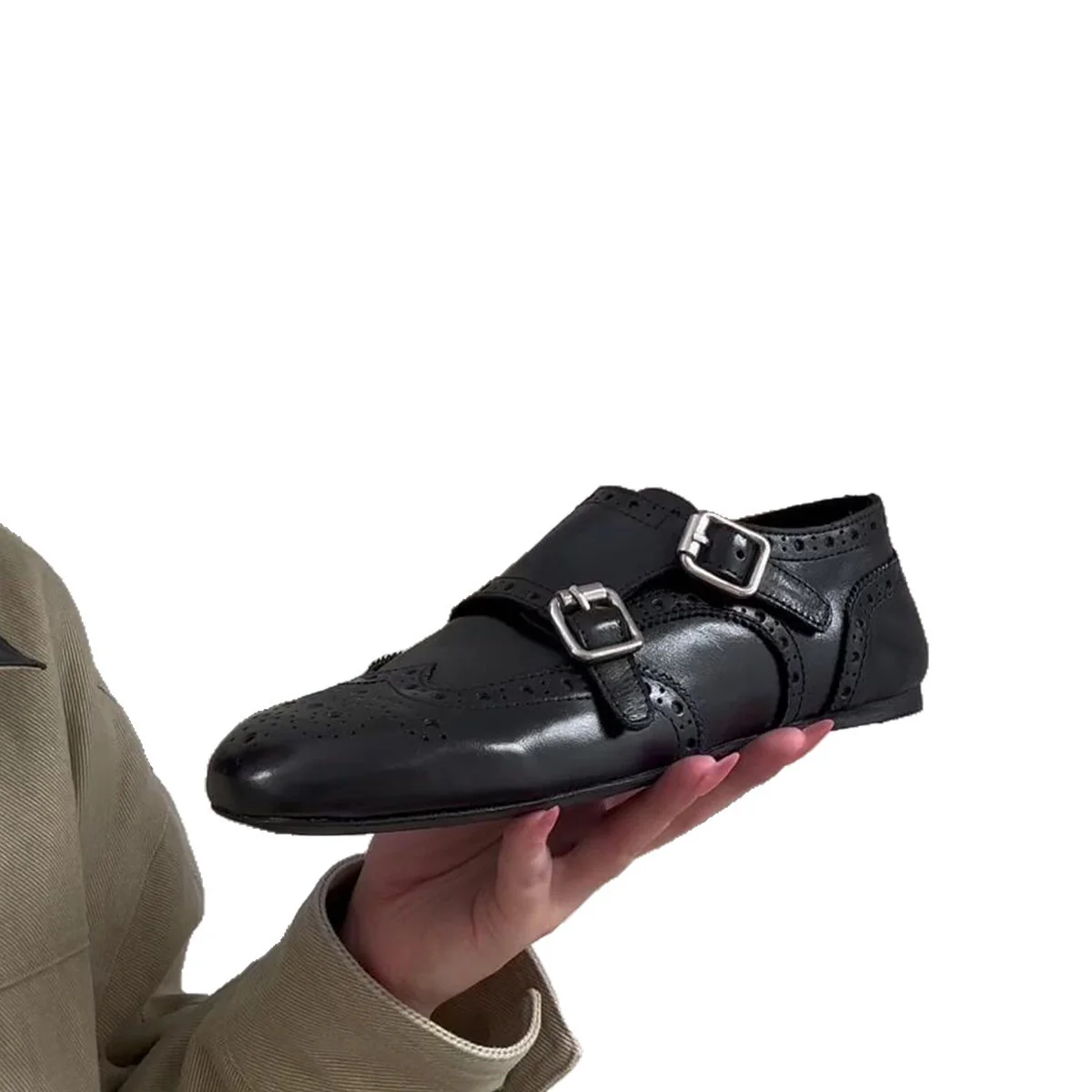 Damen Elegante Schnürschuhe mit doppeltem Schnallenverschluss und perforiertem Design Heidi Mode - Image 5