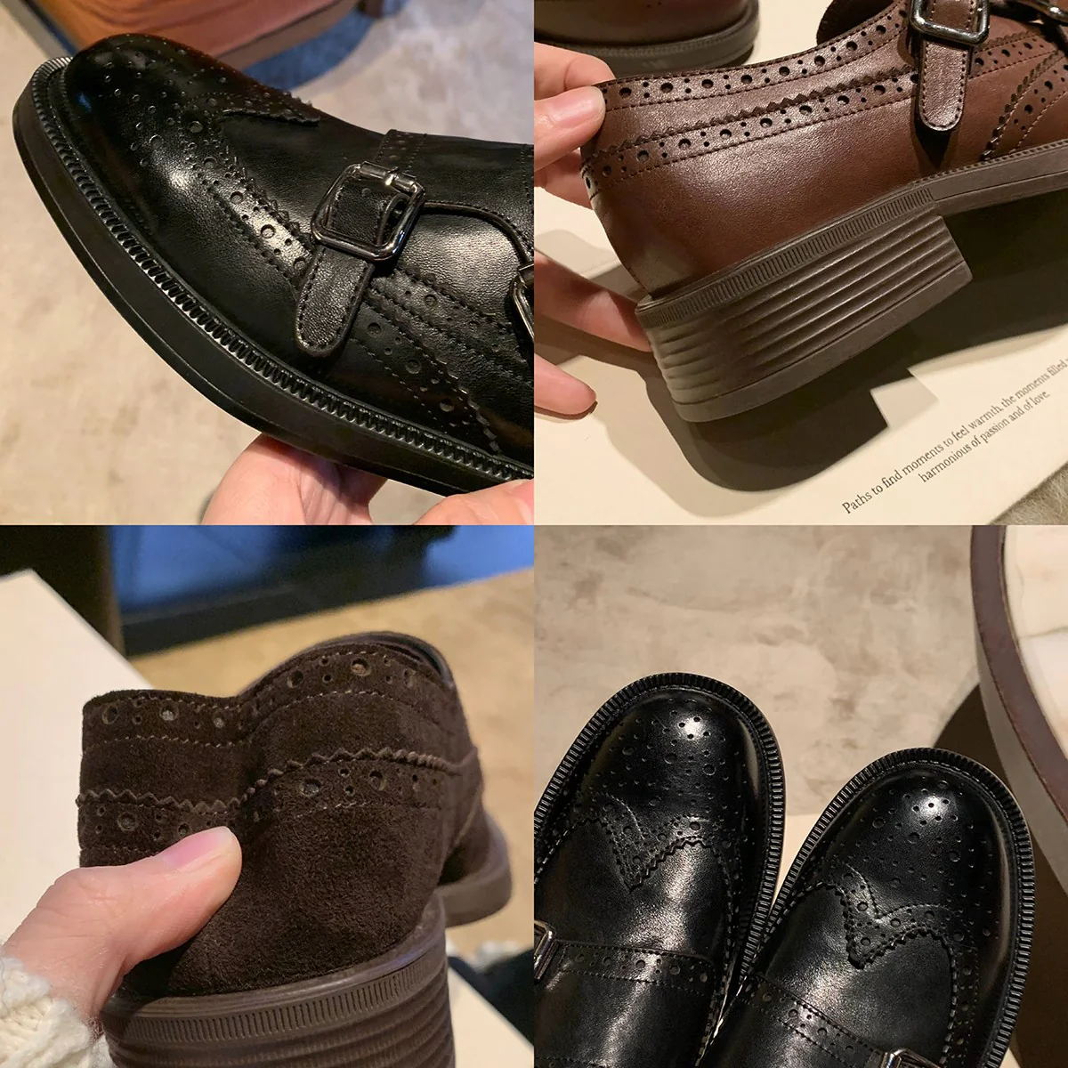 Damen elegante Schnürschuhe mit hochwertiger Schnalle und feiner Brogue-Prägung Heidi Mode - Image 3