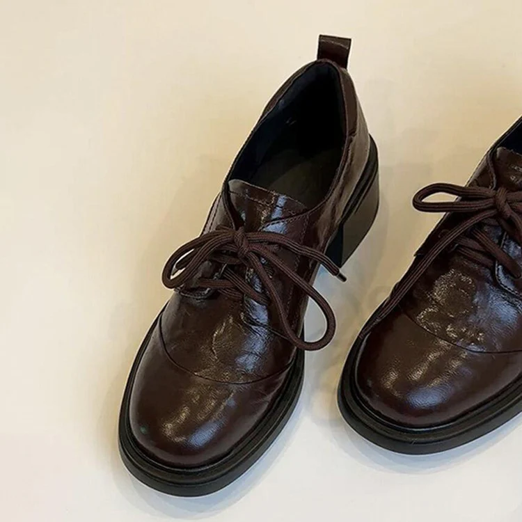 Damen Elegante Schnürschuhe mit komfortablem Blockabsatz und hochwertiger Lederverarbeitung Heidi Mode - Image 2