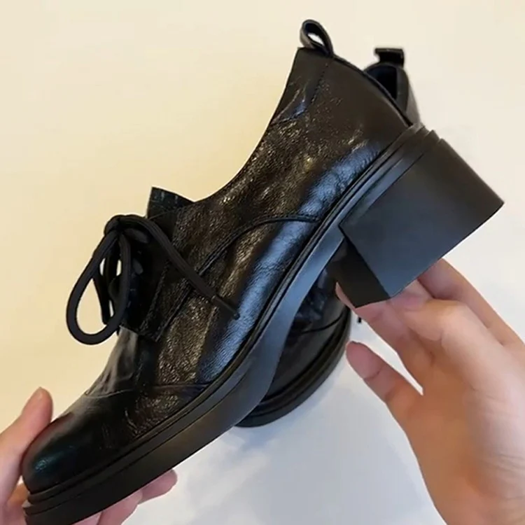 Damen Elegante Schnürschuhe mit komfortablem Blockabsatz und hochwertiger Lederverarbeitung Heidi Mode - Image 4