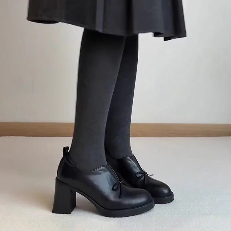 Damen Elegante Schnürschuhe mit modischem Schleifenakzent und blockiertem Absatz Heidi Mode - Image 4