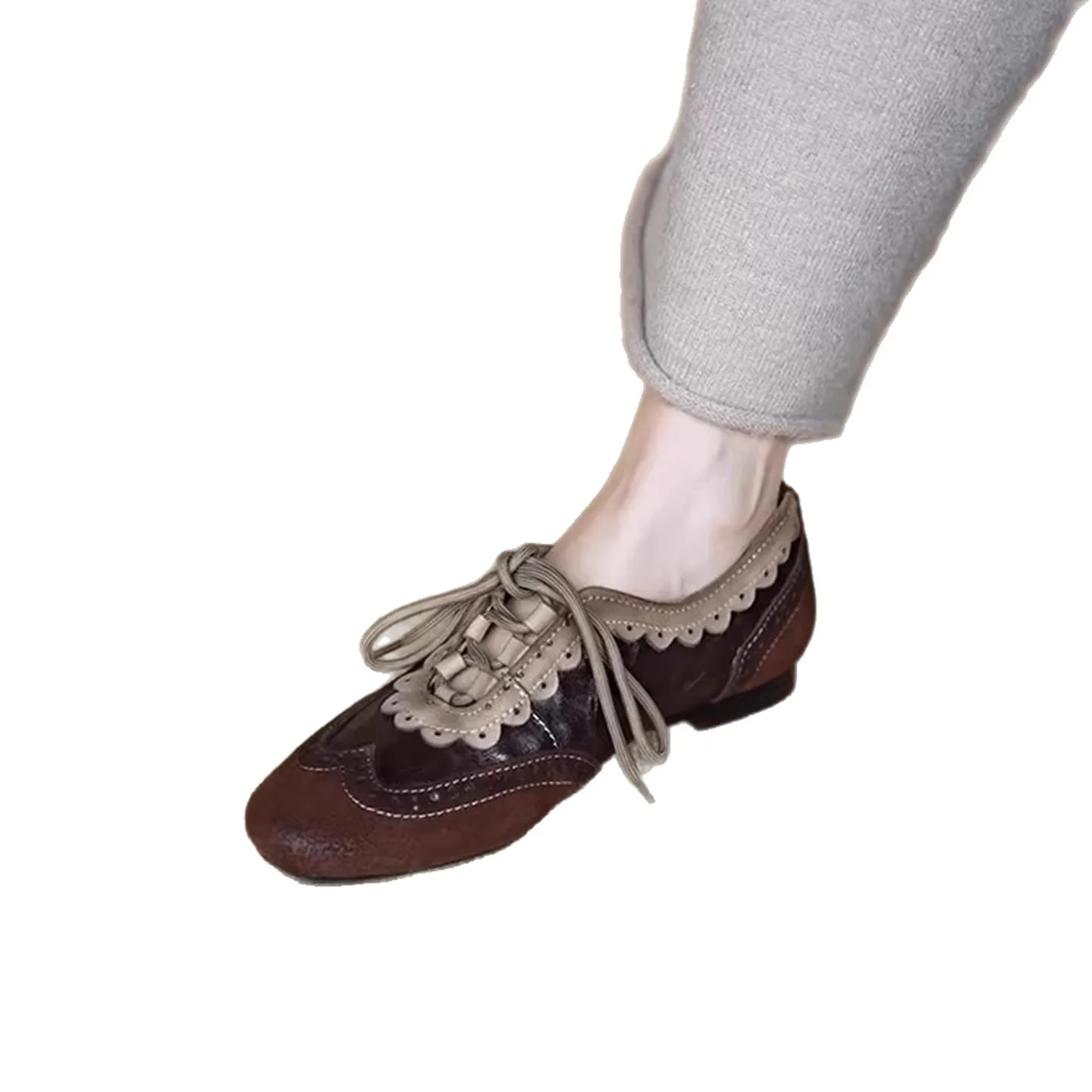 Damen elegante Schnürschuhe mit modischem Wellenmuster und feiner Ziernaht Heidi Mode - Image 5