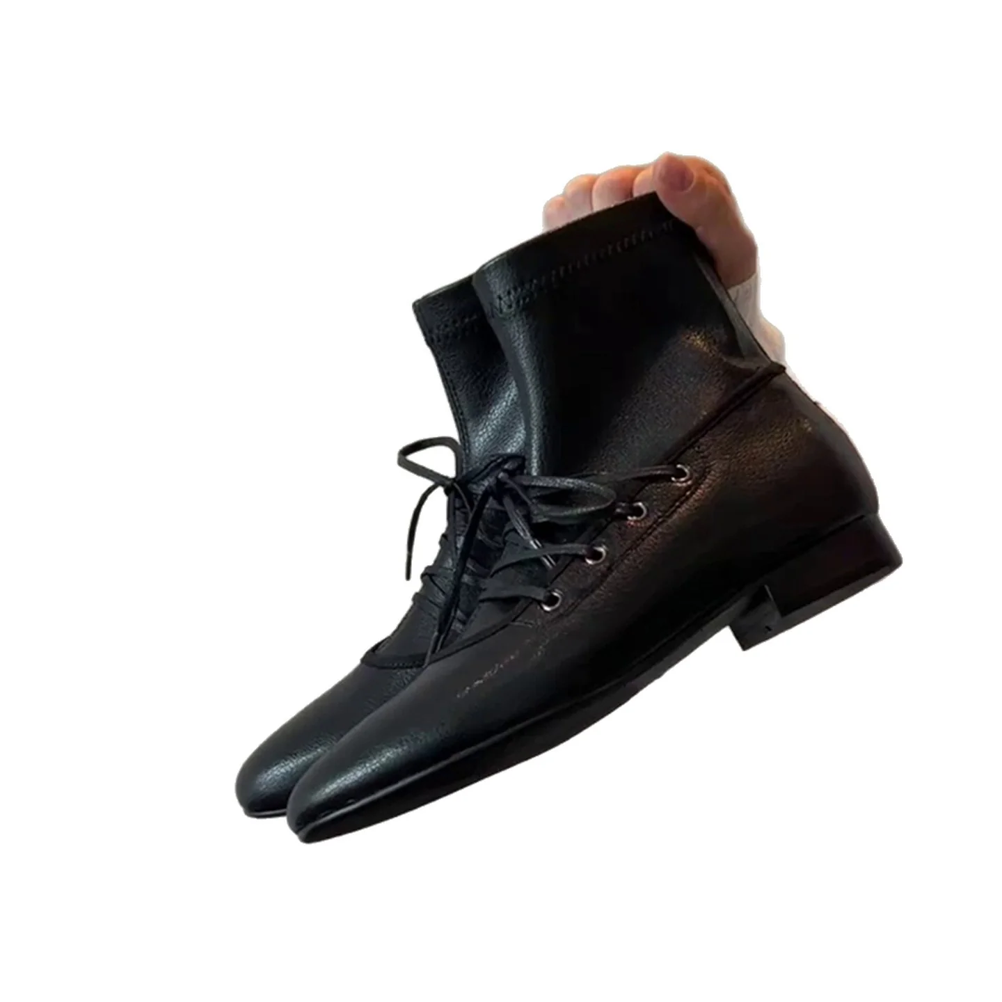 Damen elegante Schnürstiefel aus hochwertigem Leder mit robustem Blockabsatz Heidi Mode - Image 5