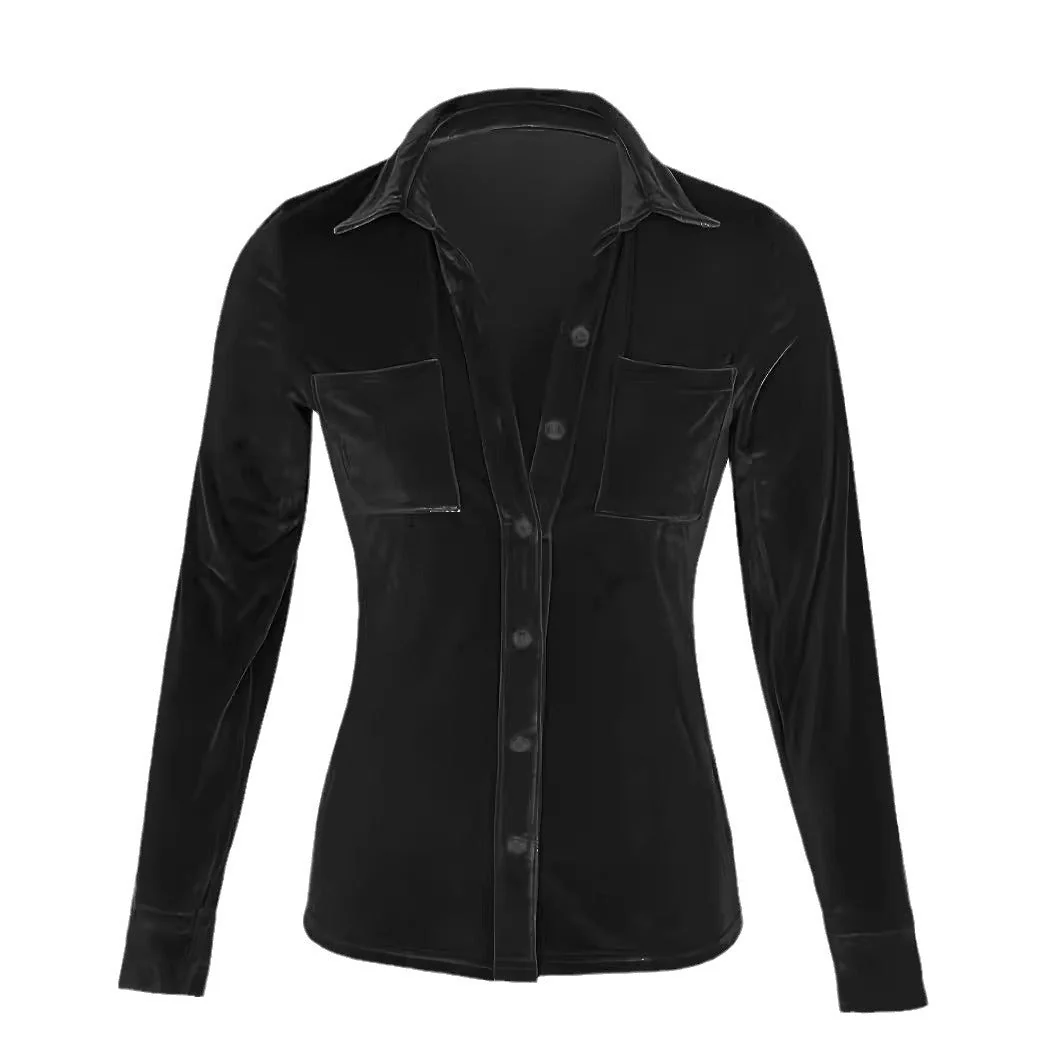 Damen Elegante Seidenbluse mit Langen Ärmeln und Aufgesetzten Taschen Heidi-Mode - Image 5