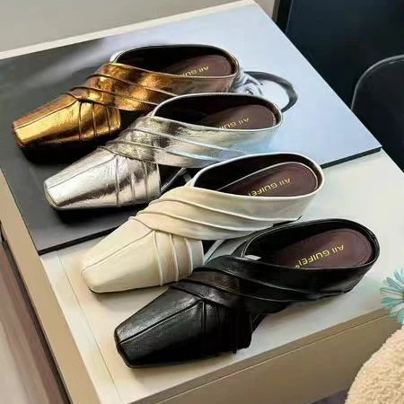Damen elegante Slide-Sandalen mit kunstvollem Faltendesign Heidi Mode - Image 2