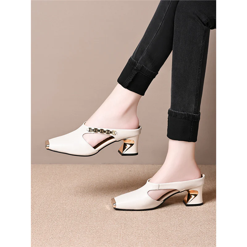Damen elegante Sling-Pumps mit modischem Blockabsatz und glänzenden Akzenten Heidi Mode - Image 2