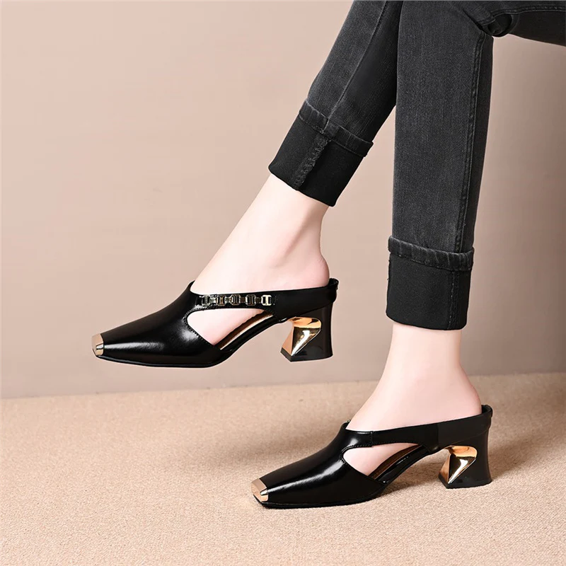 Damen elegante Sling-Pumps mit modischem Blockabsatz und glänzenden Akzenten Heidi Mode - Image 7