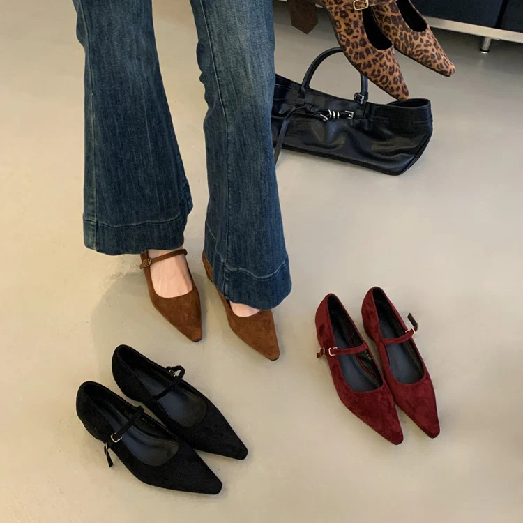 Damen elegante Slingback Ballerinas mit modischem Riemchen und hochwertigem Veloursleder Heidi Mode - Image 2