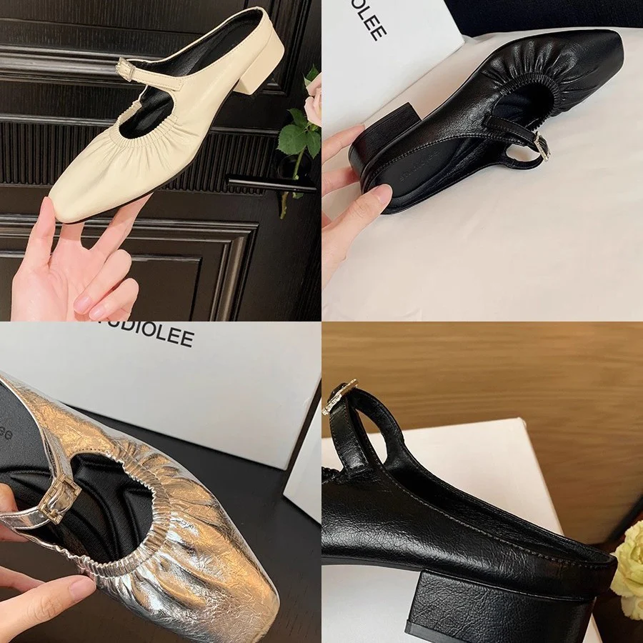 Damen elegante Slingback-Ballerinas mit modischem Rüschendesign Heidi Mode - Image 3