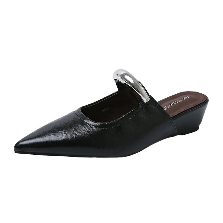 Damen Elegante Slingback Mules mit Spitzem Zehenbereich und Dekorativem Ketten-Detail Heidi-Mode - Image 7