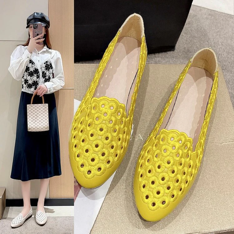 Damen Elegante Slipper mit atmungsaktiver Lochmuster-Oberfläche Heidi Mode
