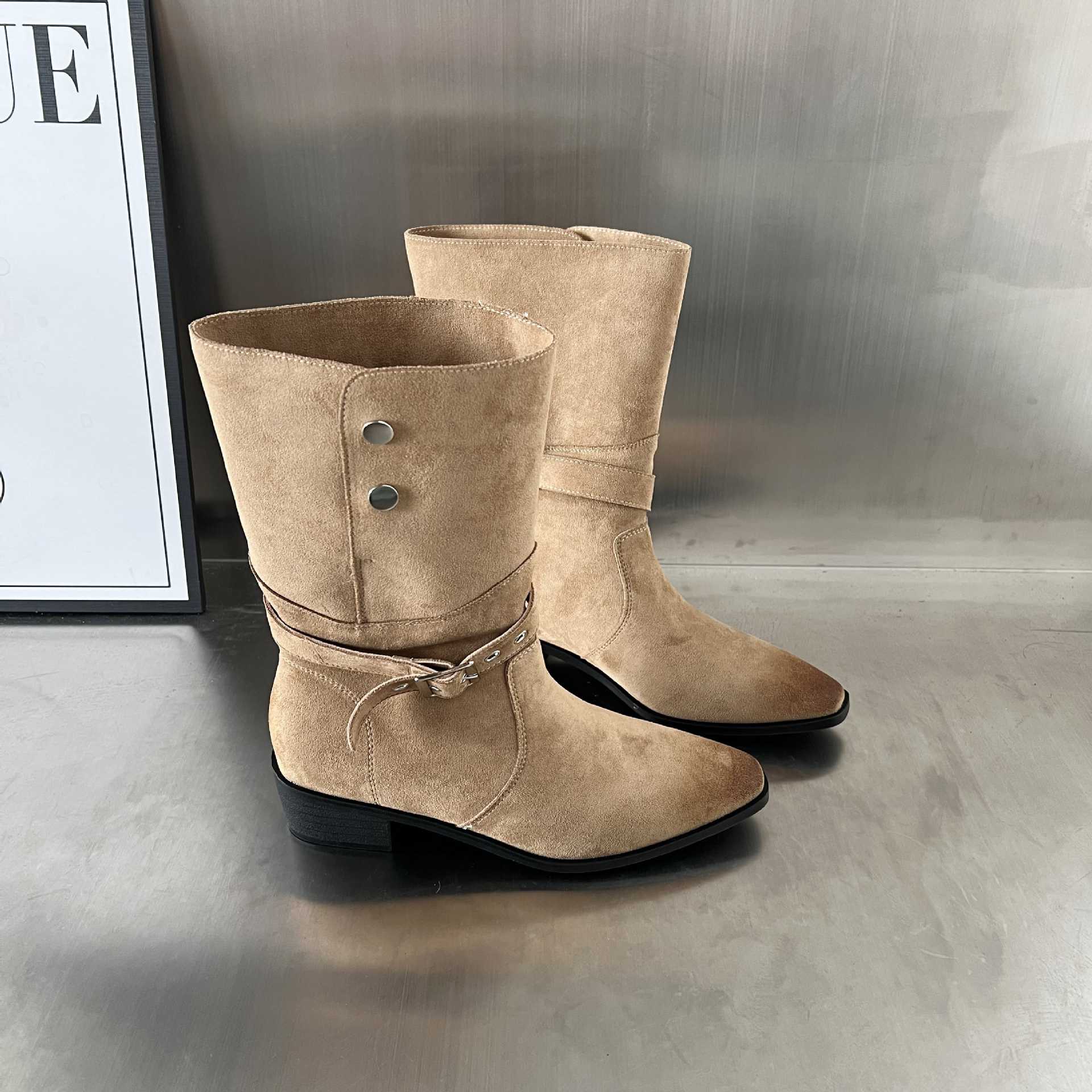 Damen Elegante Stiefel aus hochwertigem Wildleder mit modischem Schnallenverschluss Heidi Mode - Image 5