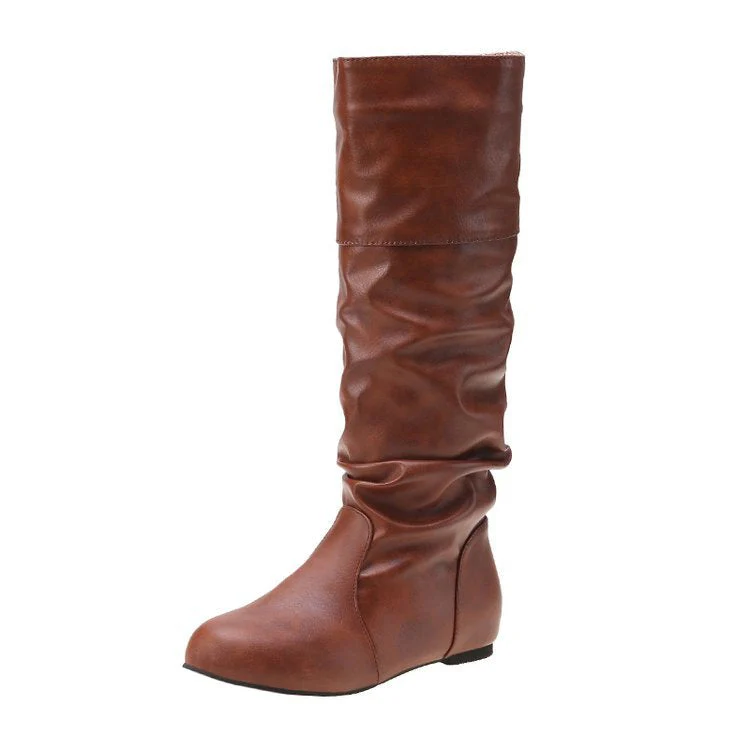 Damen Elegante Stiefel mit Modernem Falten-Design und Komfortablem Blockabsatz Heidi-Mode - Image 9