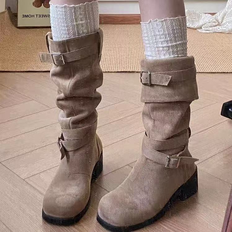 Damen Elegante Stiefel mit modischem Schnallenverschluss und blockigem Absatz Heidi Mode - Image 3