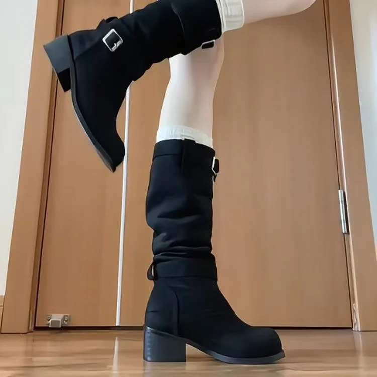 Damen Elegante Stiefel mit modischem Schnallenverschluss und blockigem Absatz Heidi Mode - Image 4