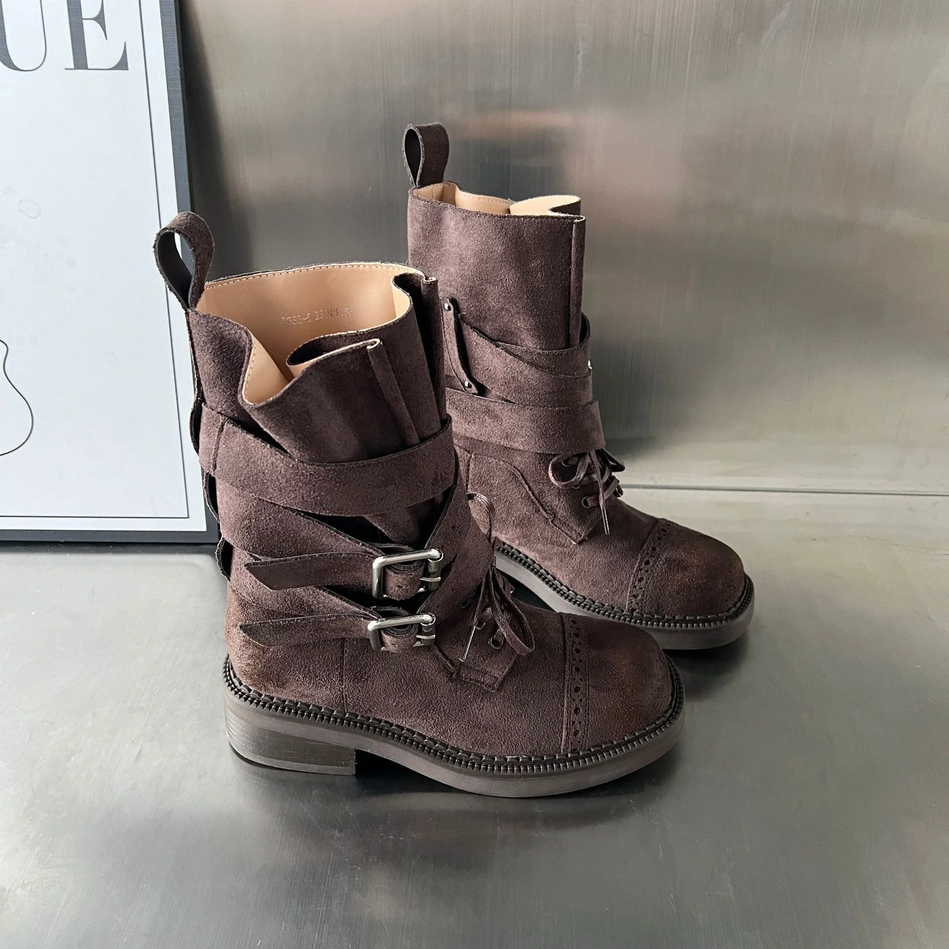 Damen elegante Stiefel mit modischen Schnallen und verstellbaren Riemen Heidi Mode - Image 5