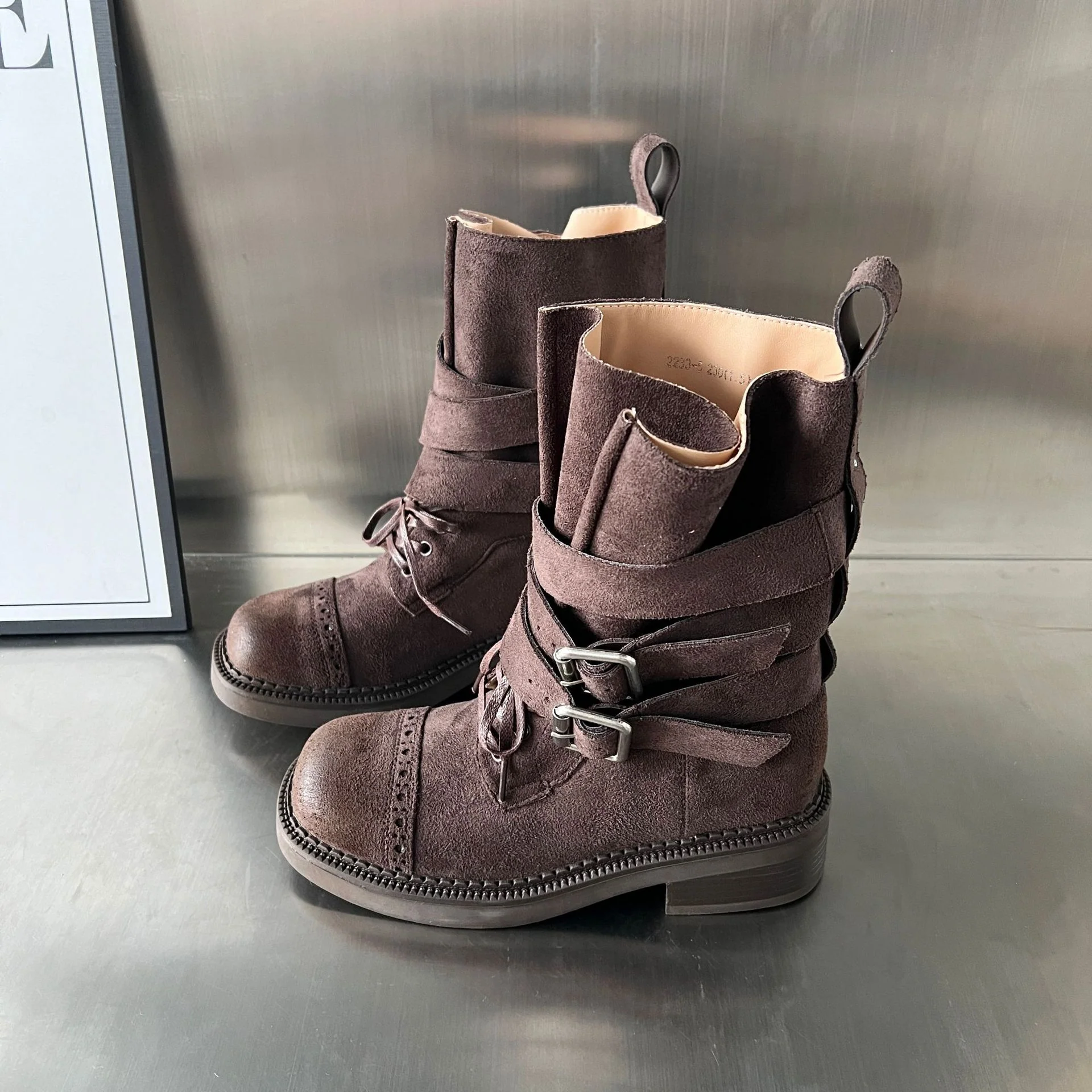 Damen elegante Stiefel mit modischen Schnallen und verstellbaren Riemen Heidi Mode - Image 7