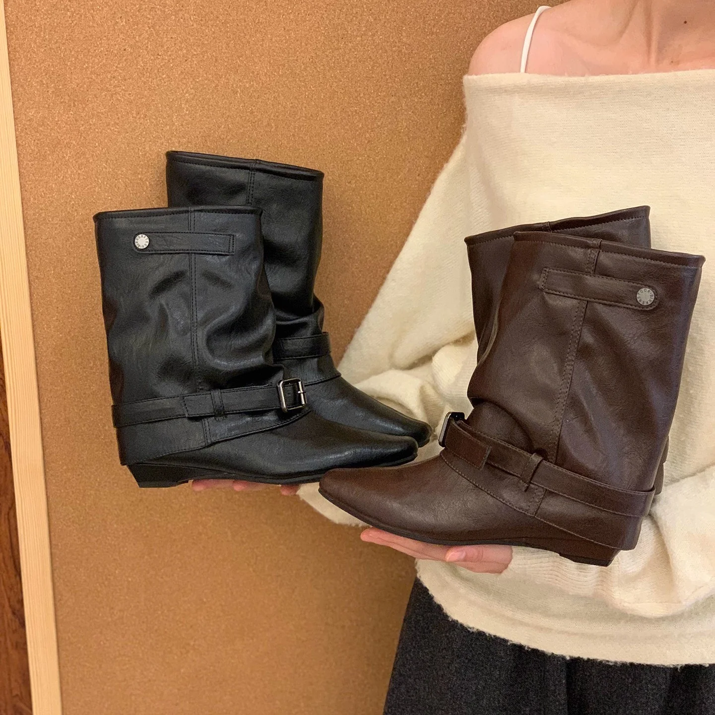 Damen elegante Stiefel mit modischer Schnallenverzierung Heidi Mode - Image 2