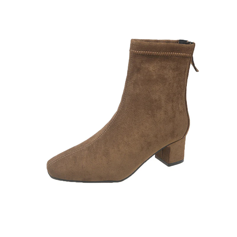 Damen elegante Stiefeletten mit blockiertem Absatz und feinem Wildlederfinish Heidi Mode - Image 7