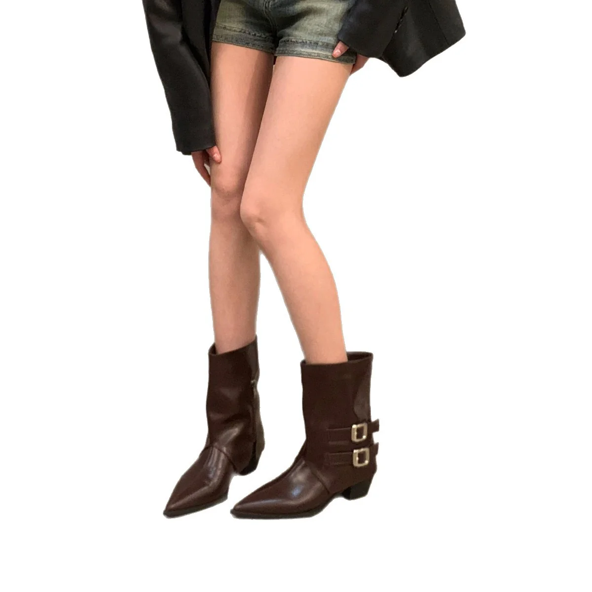 Damen Elegante Stiefeletten mit dekorativen Schnallen und spitzem Schnitt Heidi Mode - Image 5