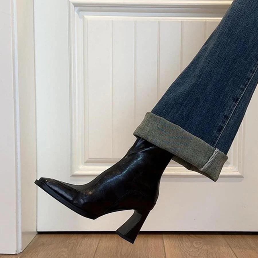 Damen elegante Stiefeletten mit hochmodischem Schnitt und robustem Blockabsatz Heidi Mode - Image 2