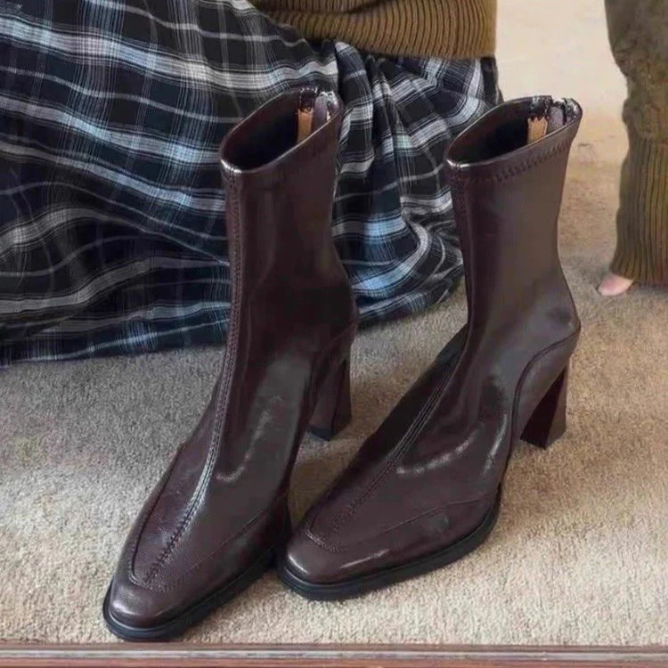 Damen elegante Stiefeletten mit hochmodischem Schnitt und robustem Blockabsatz Heidi Mode - Image 6