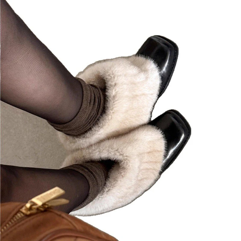 Damen Elegante Stiefeletten mit luxuriösem Kunstfellkragen und bequemem Blockabsatz Heidi Mode - Image 5