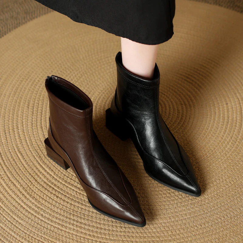 Damen elegante Stiefeletten mit modernem Blockabsatz und spitz zulaufender Schuhform Heidi Mode - Image 4