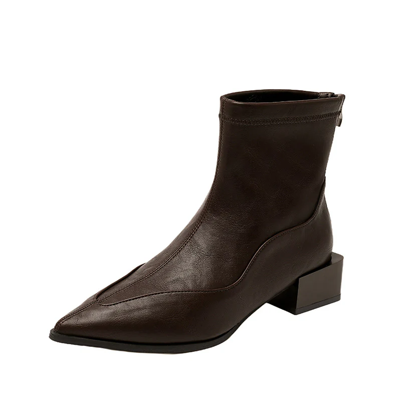Damen elegante Stiefeletten mit modernem Blockabsatz und spitz zulaufender Schuhform Heidi Mode - Image 5