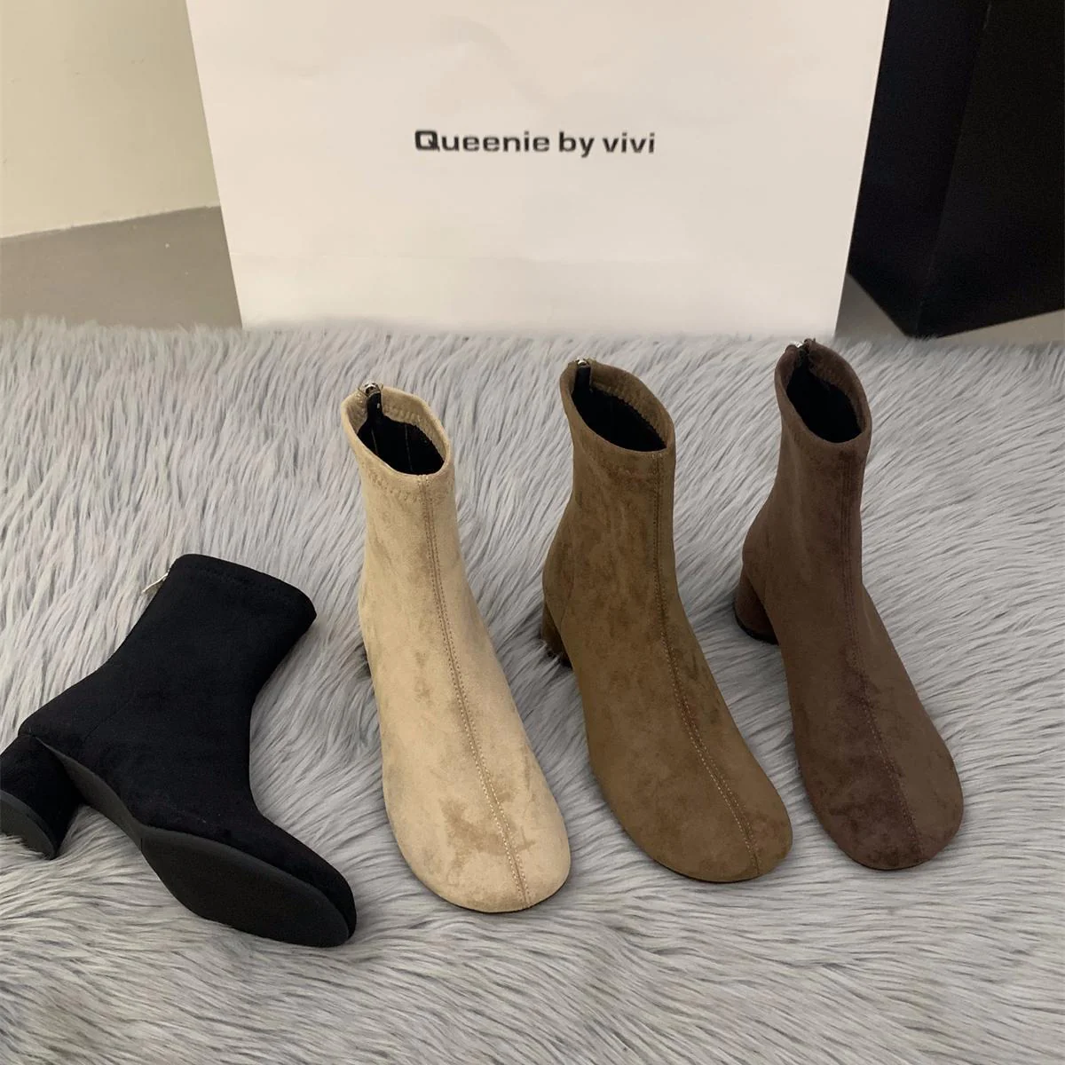 Damen Elegante Stiefeletten mit modischem Blockabsatz und Reißverschluss Heidi Mode - Image 4
