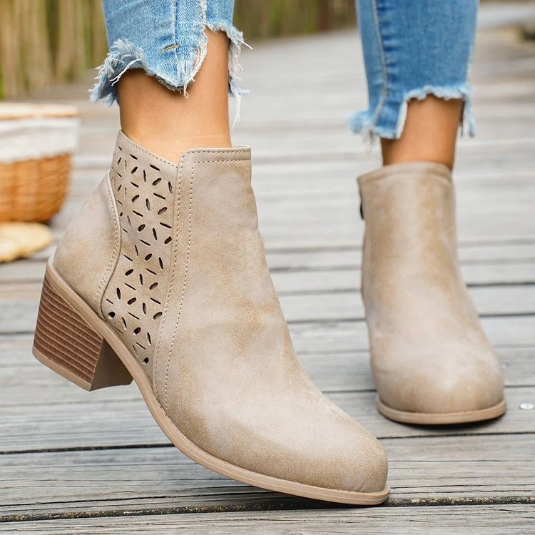 Damen elegante Stiefeletten mit modischem Lasercut-Design und bequemer Sohle Heidi Mode - Image 2