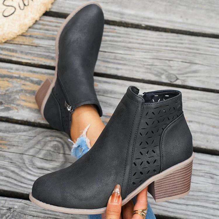 Damen elegante Stiefeletten mit modischem Lasercut-Design und bequemer Sohle Heidi Mode - Image 6