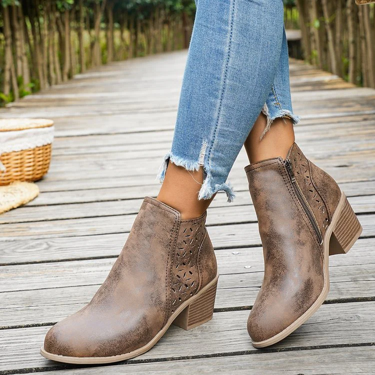 Damen elegante Stiefeletten mit modischem Lasercut-Design und bequemer Sohle Heidi Mode - Image 7