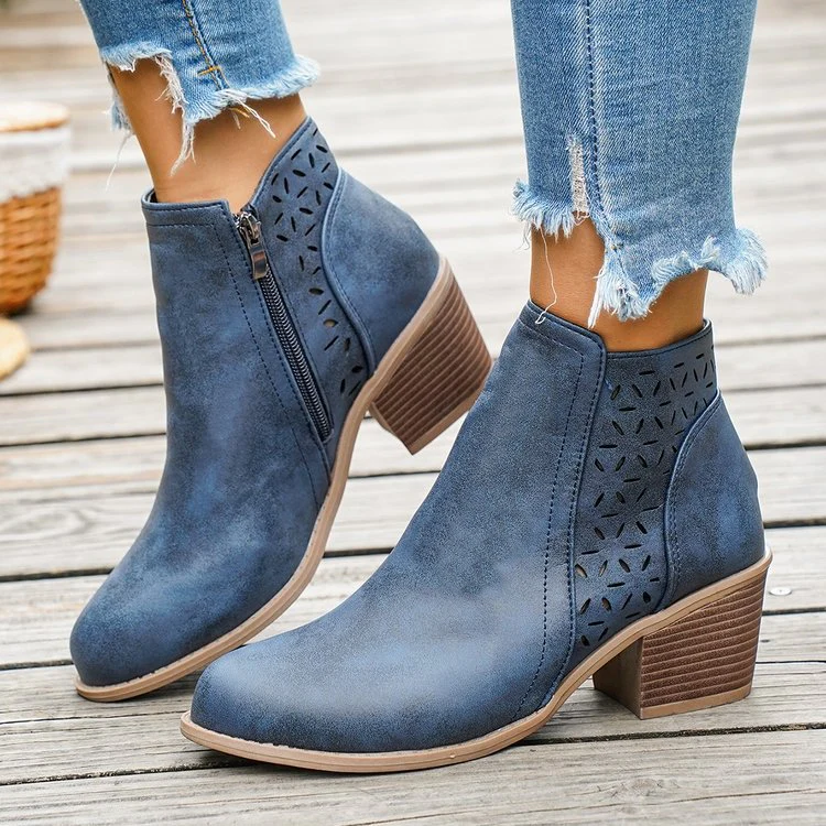 Damen elegante Stiefeletten mit modischem Lasercut-Design und bequemer Sohle Heidi Mode - Image 9