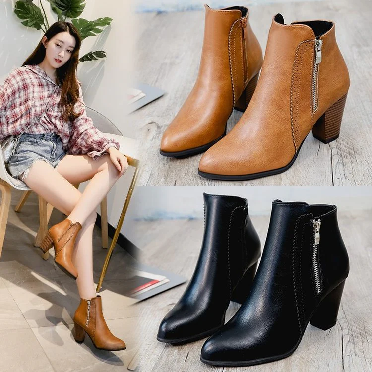 Damen Elegante Stiefeletten mit Modischem Reißverschluss und Hochwertiger Sohle Heidi-Mode - Image 2