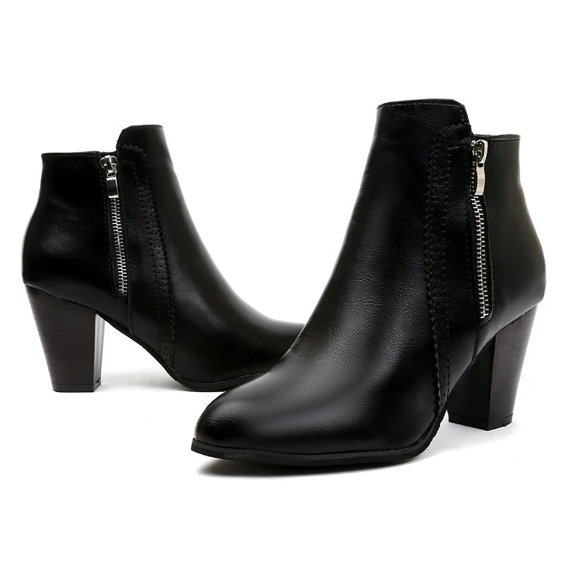 Damen Elegante Stiefeletten mit Modischem Reißverschluss und Hochwertiger Sohle Heidi-Mode - Image 4