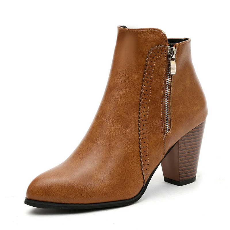 Damen Elegante Stiefeletten mit Modischem Reißverschluss und Hochwertiger Sohle Heidi-Mode - Image 5