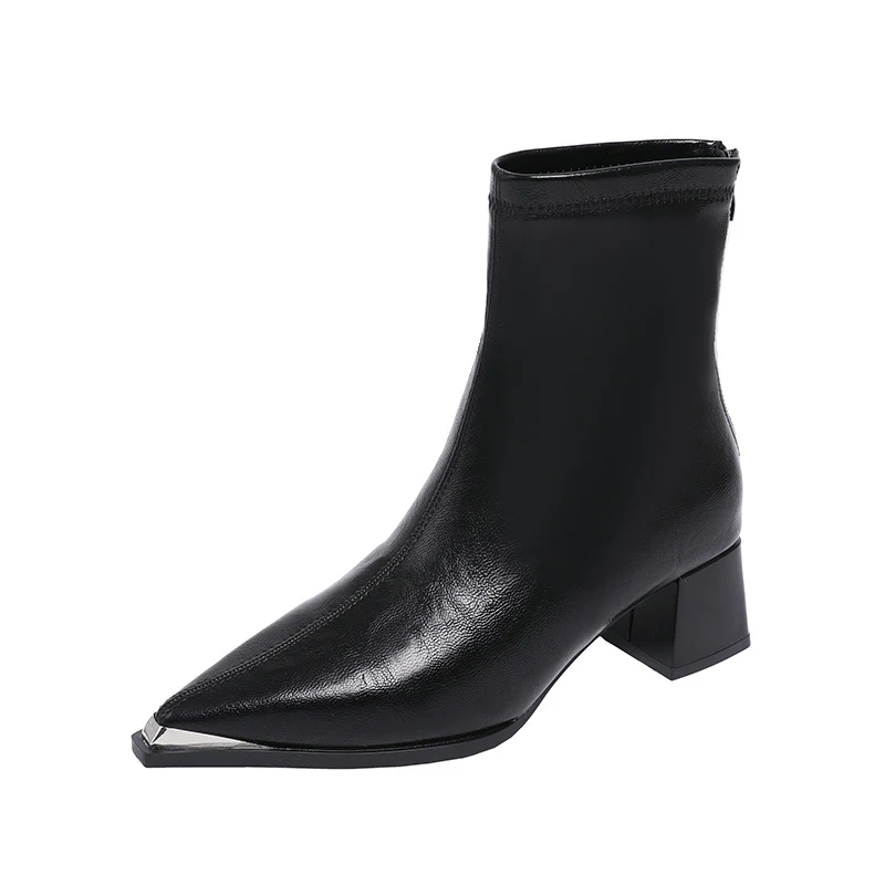 Damen elegante Stiefeletten mit spitz zulaufendem Design und blockiertem Absatz Heidi Mode - Image 5