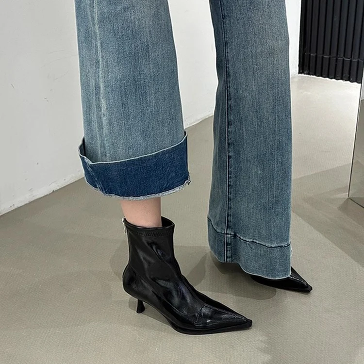 Damen elegante Stiefeletten mit spitzem Schnitt und raffiniertem Absatz Heidi Mode - Image 3