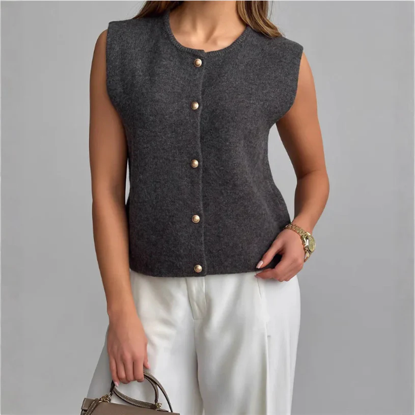 Damen Strickweste elegant mit Knopfverschluss - Image 11