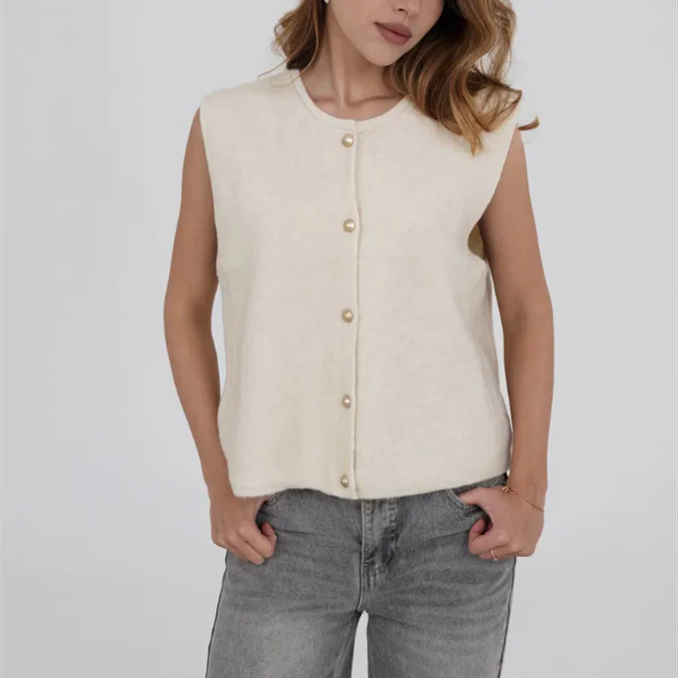 Damen Strickweste elegant mit Knopfverschluss - Image 14