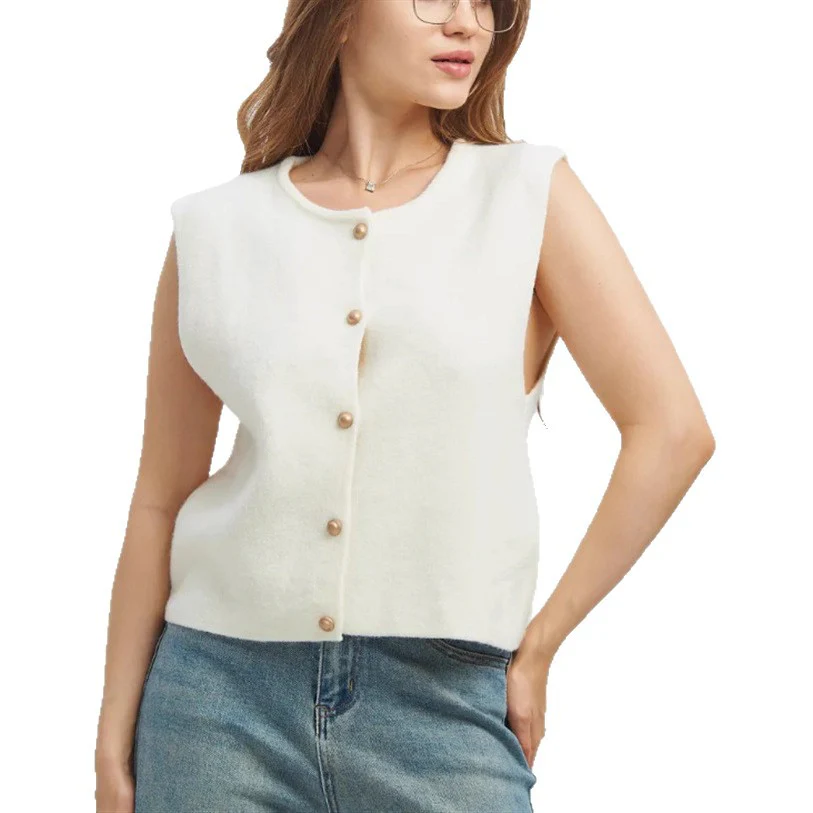 Damen Strickweste elegant mit Knopfverschluss - Image 15