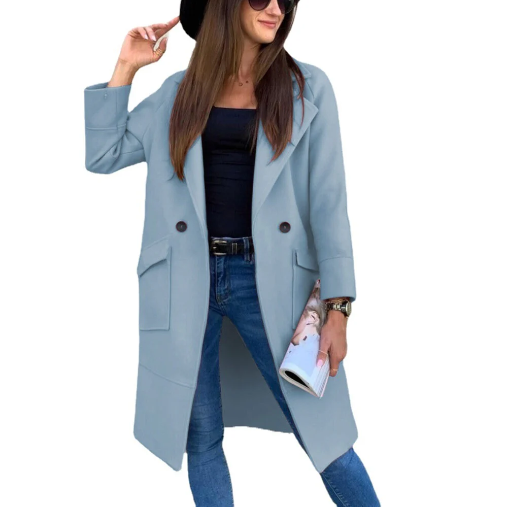 Damen elegante Trenchcoat mit praktischen Taschen und modernen Knopfdetails Heidi-Mode - Image 10