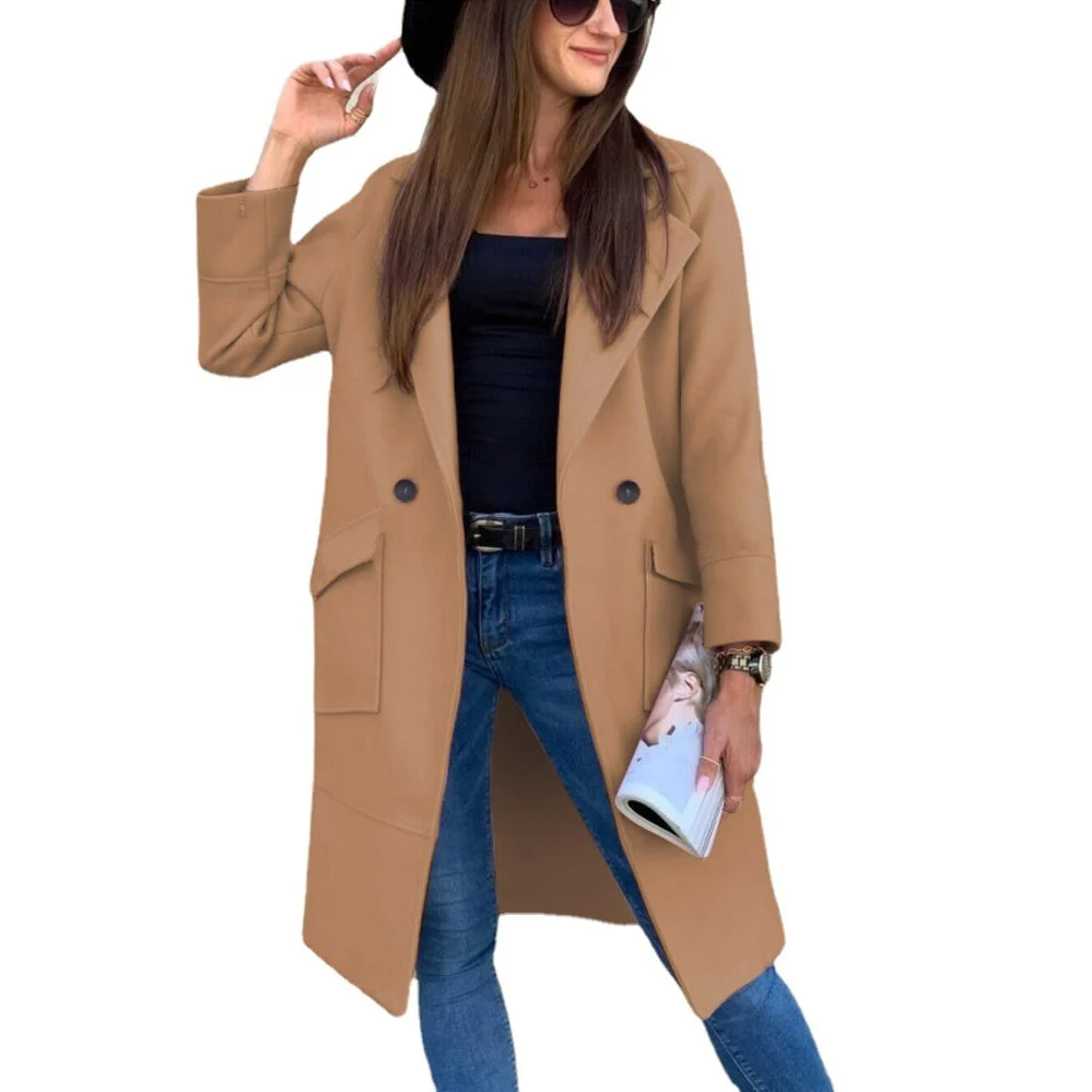 Damen elegante Trenchcoat mit praktischen Taschen und modernen Knopfdetails Heidi-Mode - Image 3