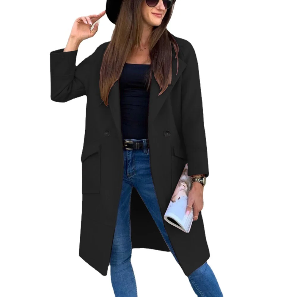 Damen elegante Trenchcoat mit praktischen Taschen und modernen Knopfdetails Heidi-Mode - Image 9