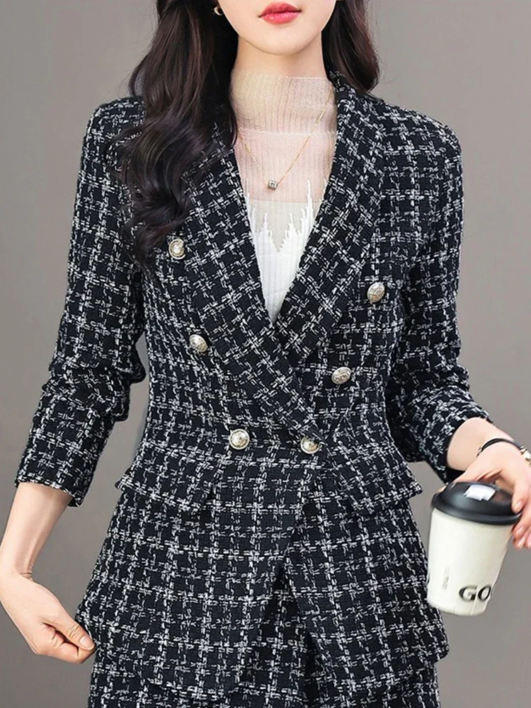 Damen Elegante Tweed-Blazerjacke mit Doppelter Knopfleiste und Modernem Schnitt Heidi-Mode - Image 7