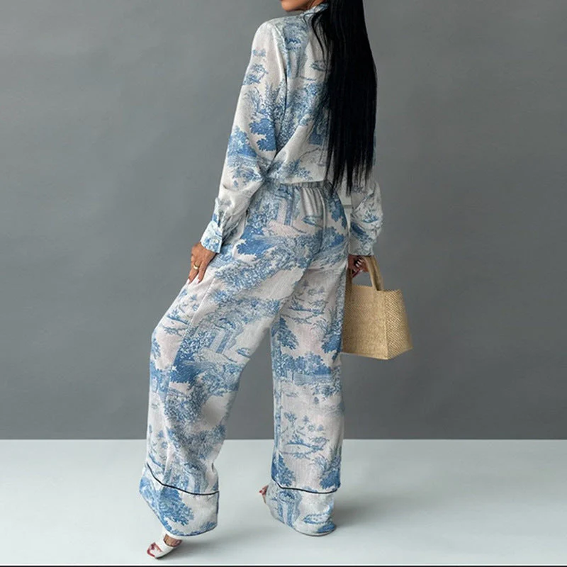 Damen Elegante und Bequeme Pyjama-Anzug mit Einzigartigem Floral-Design Heidi-Mode - Image 3