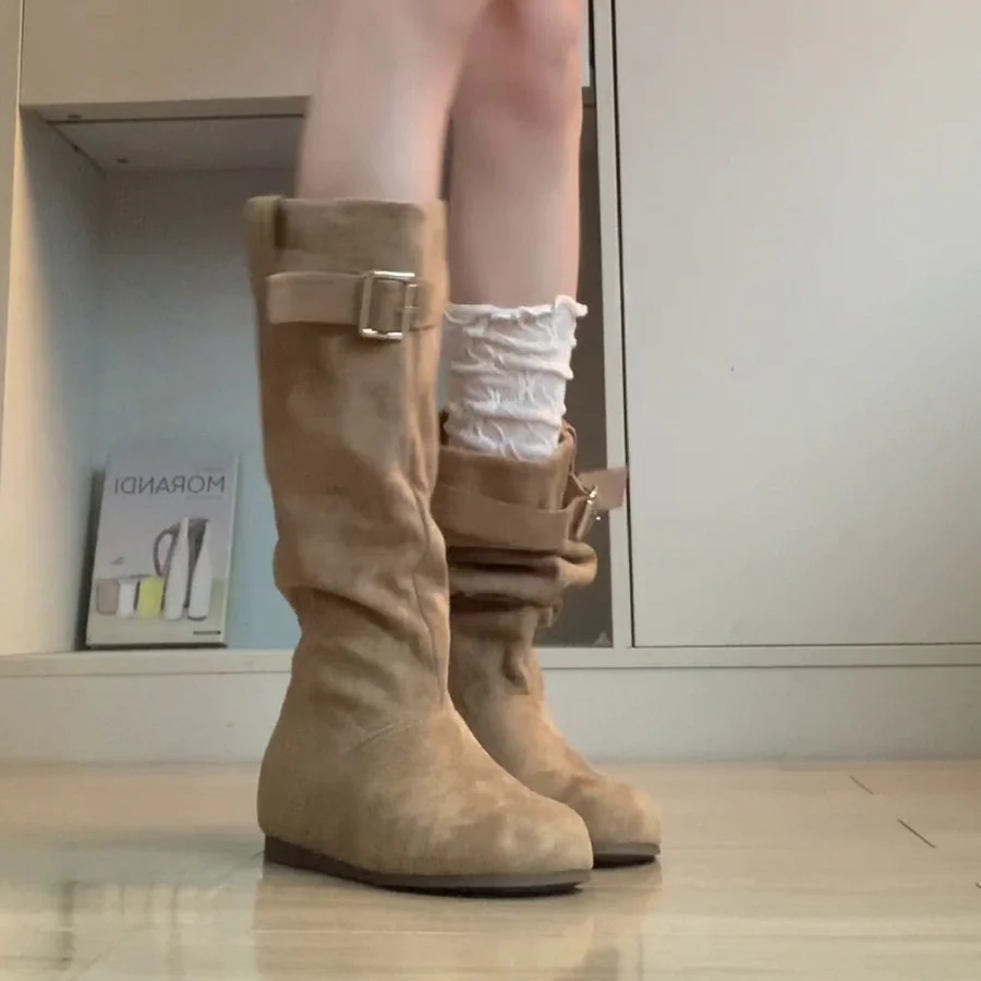 Damen Elegante und lässige Winterstiefel mit modischem Falten-Design und praktischer Schnalle Heidi Mode - Image 2